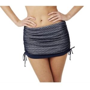 Panache Bikini Swim Bottom Crochet Skirted Blue Size Large‎ Summer Boho Festival
